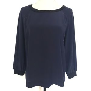J. Crew Navy Blue 100%  Silk Sweatshirt